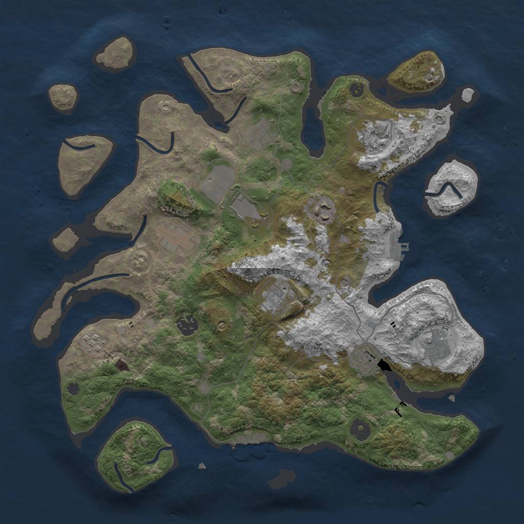 Rust Map: Procedural Map, Size: 3800, Seed: 10158, 15 Monuments