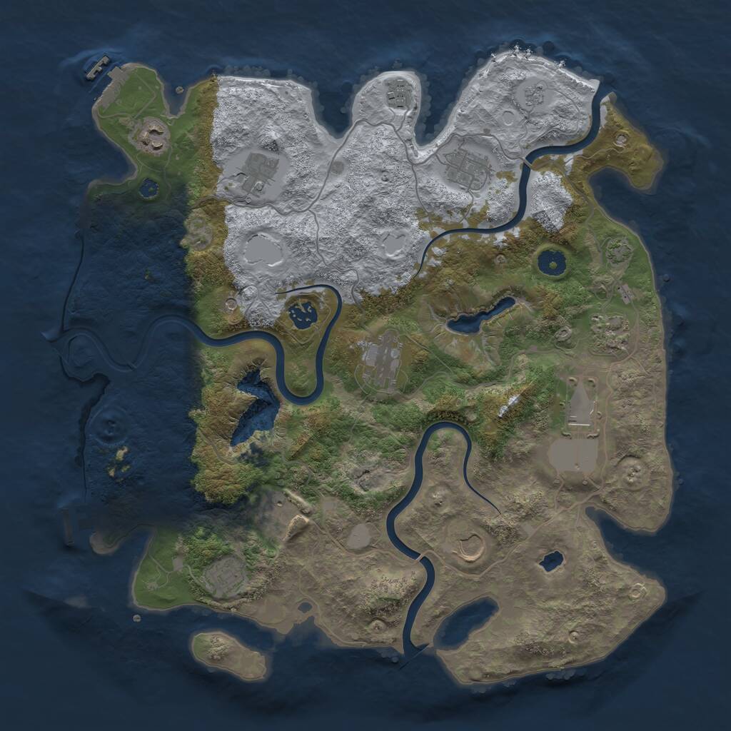 Rust Map: Procedural Map, Size: 4000, Seed: 1017257361, 17 Monuments