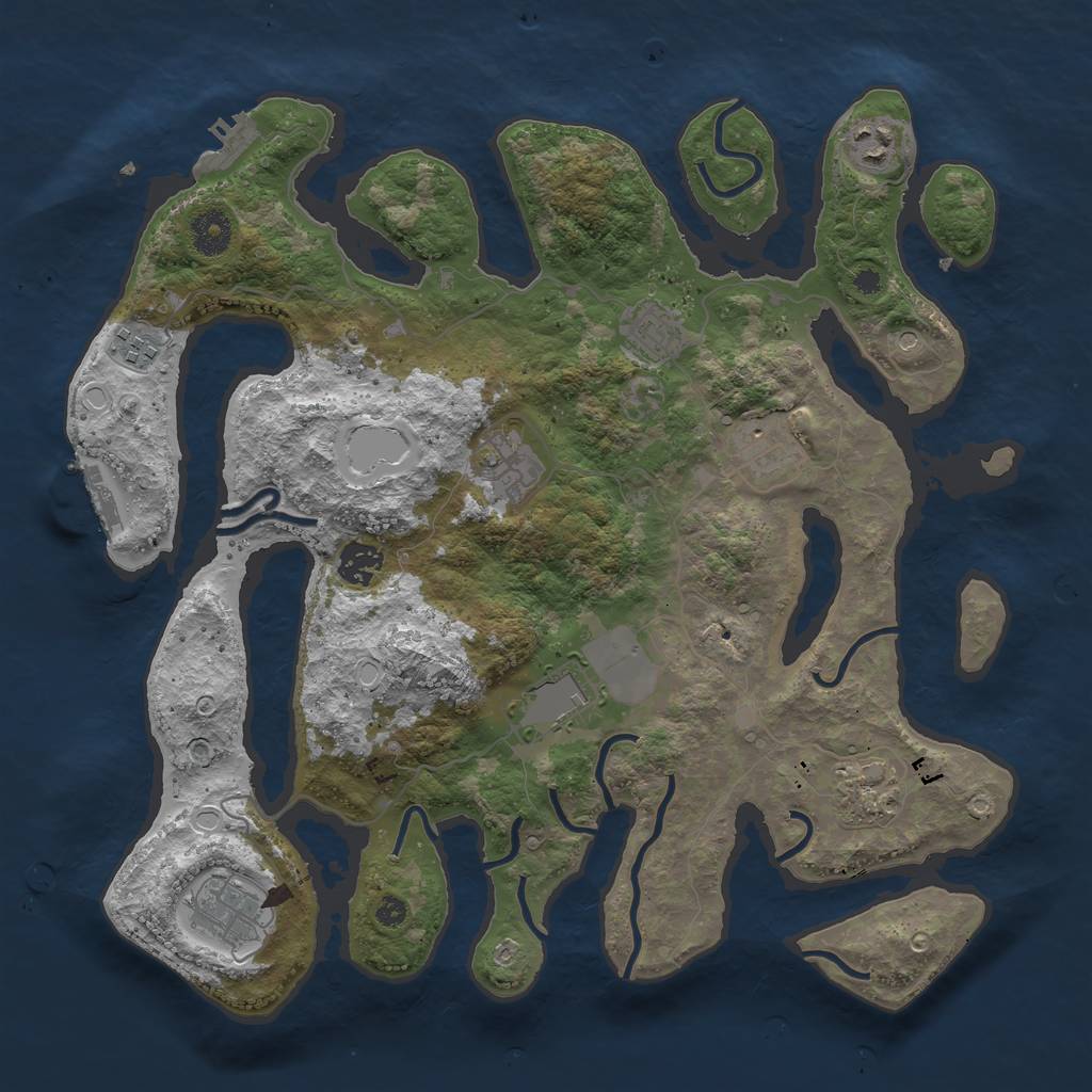 Rust Map: Procedural Map, Size: 3750, Seed: 427563605, 17 Monuments