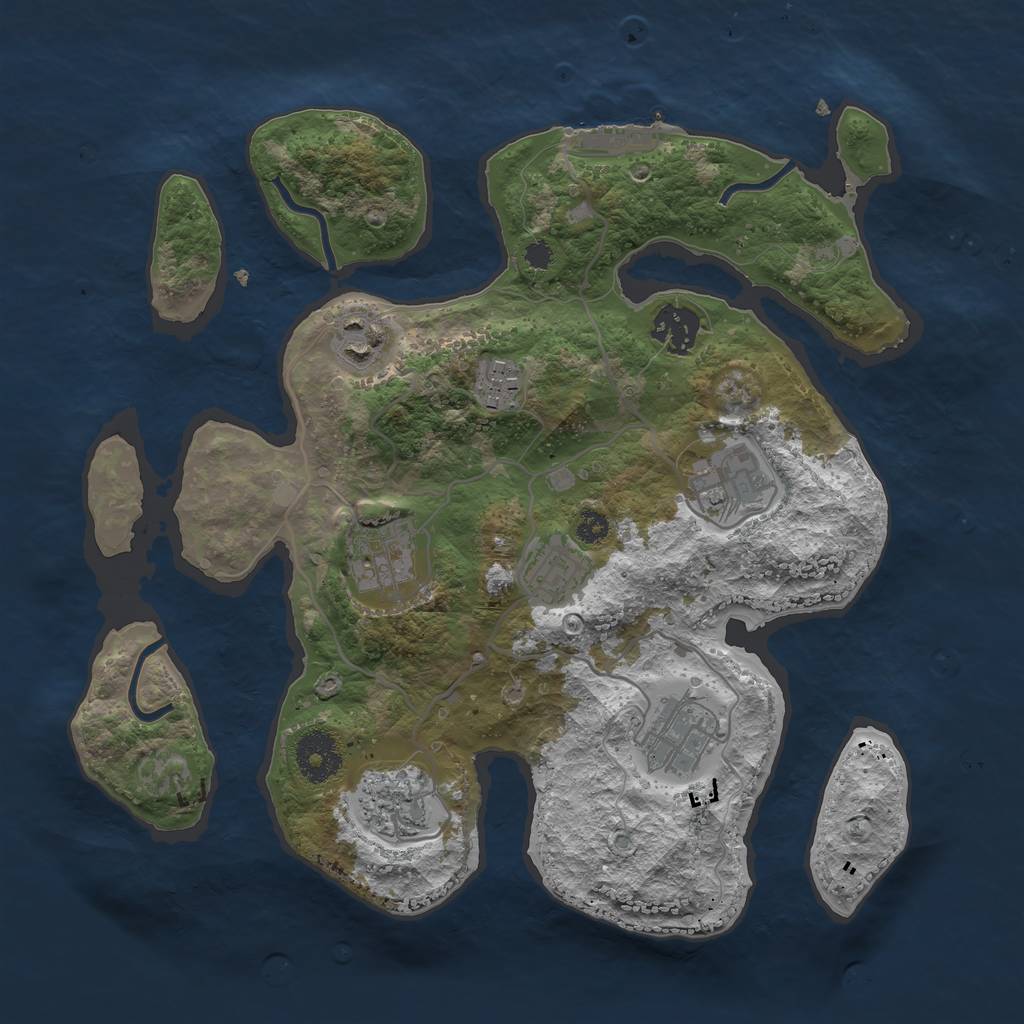 Rust Map: Procedural Map, Size: 3200, Seed: 799197, 11 Monuments