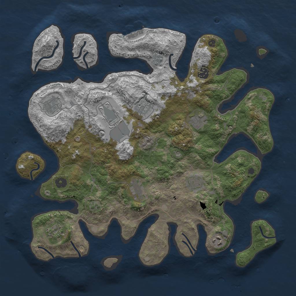 Rust Map: Procedural Map, Size: 4000, Seed: 46435796, 14 Monuments