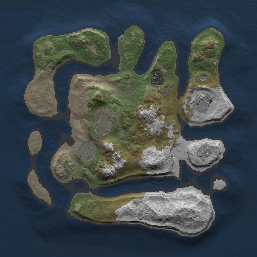 Rust Map: Barren, Size: 2900, Seed: 65653, 8 Monuments