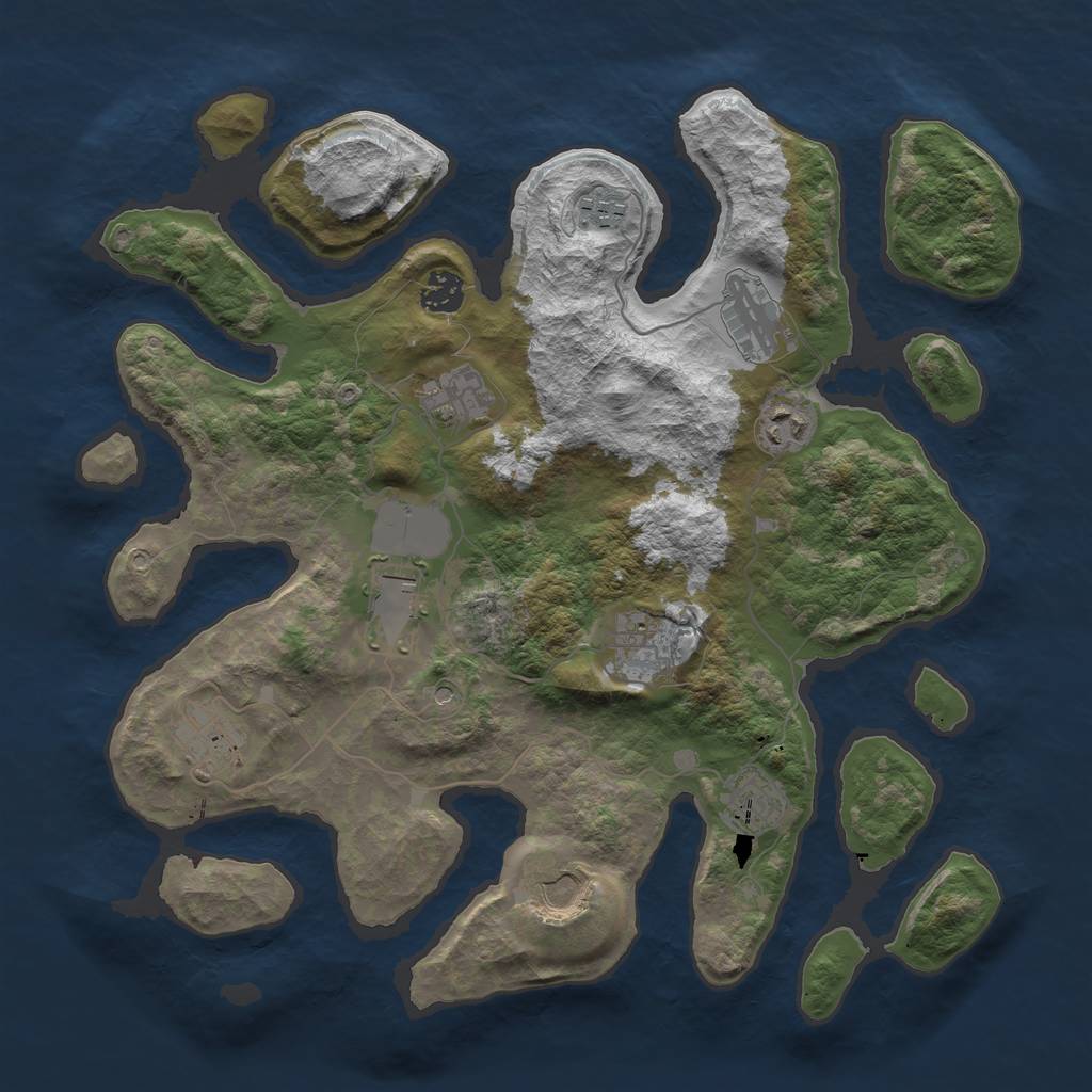 Rust Map: Barren, Size: 3750, Seed: 4171, 13 Monuments