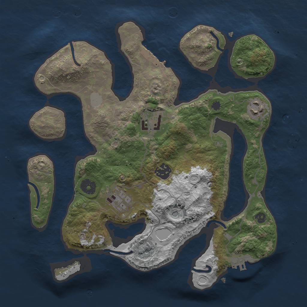 Rust Map: Procedural Map, Size: 3000, Seed: 1244889141, 12 Monuments