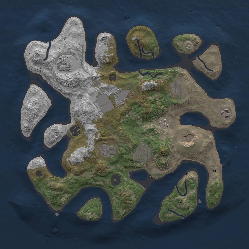 Rust Map: Procedural Map, Size: 3500, Seed: 657, 12 Monuments