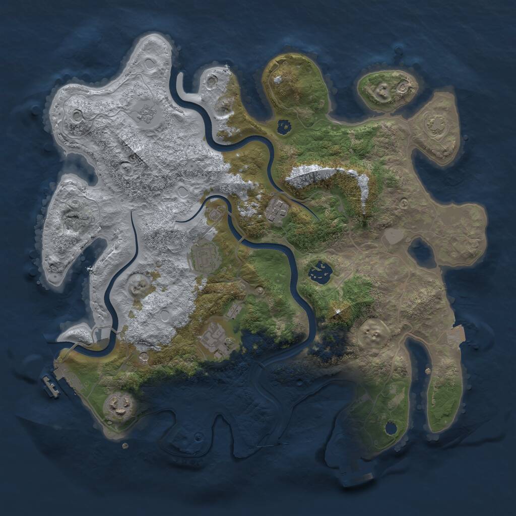 Rust Map: Procedural Map, Size: 3500, Seed: 657, 11 Monuments
