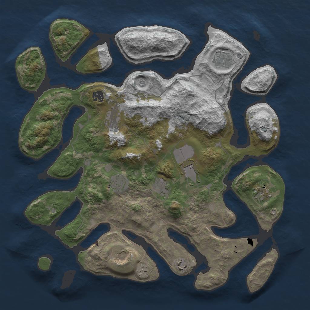 Rust Map: Barren, Size: 4000, Seed: 1278298569, 13 Monuments