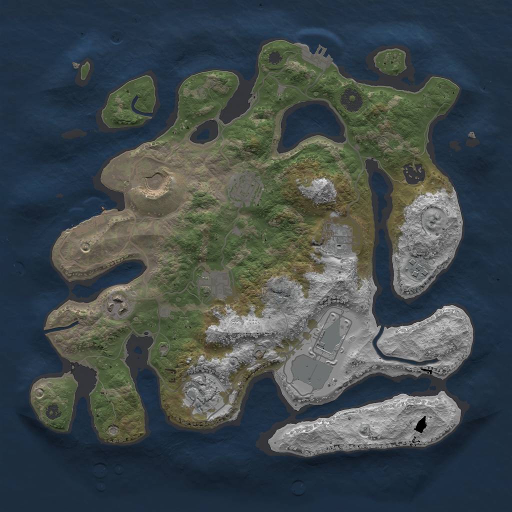 Rust Map: Procedural Map, Size: 3500, Seed: 82364661, 13 Monuments