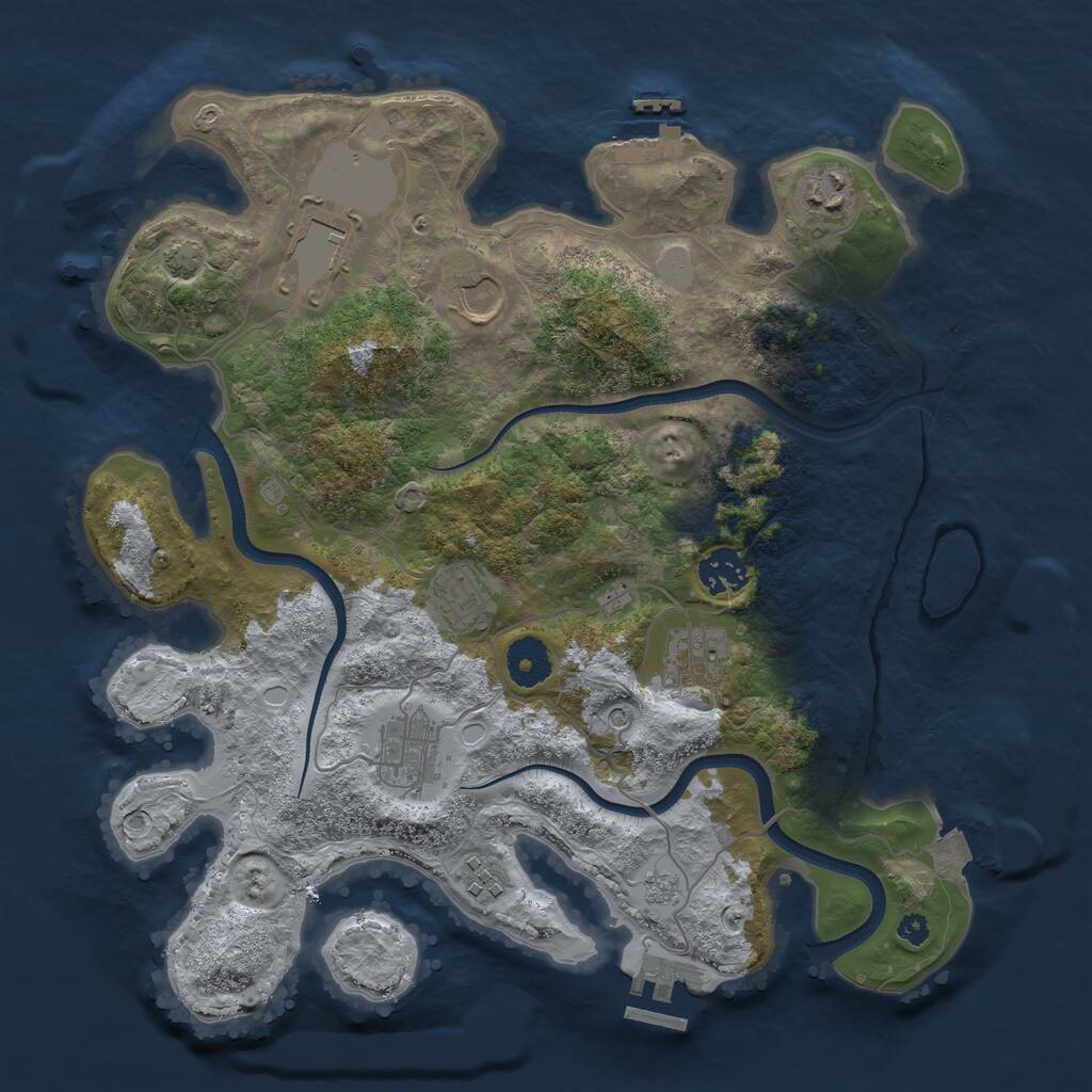 Rust Map: Procedural Map, Size: 3500, Seed: 195769, 14 Monuments