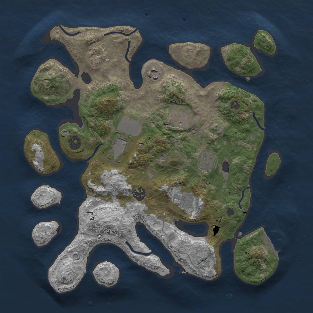 Rust Map: Procedural Map, Size: 3500, Seed: 195769, 11 Monuments