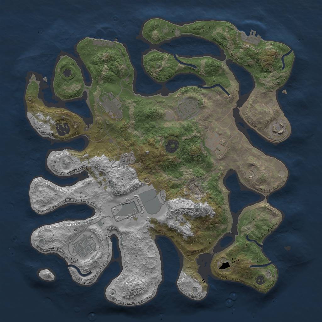 Rust Map: Procedural Map, Size: 3500, Seed: 443638, 13 Monuments