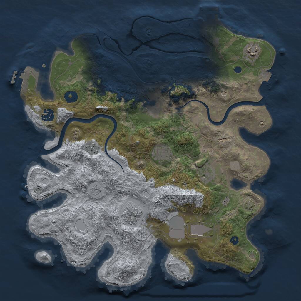 Rust Map: Procedural Map, Size: 3500, Seed: 443638, 14 Monuments