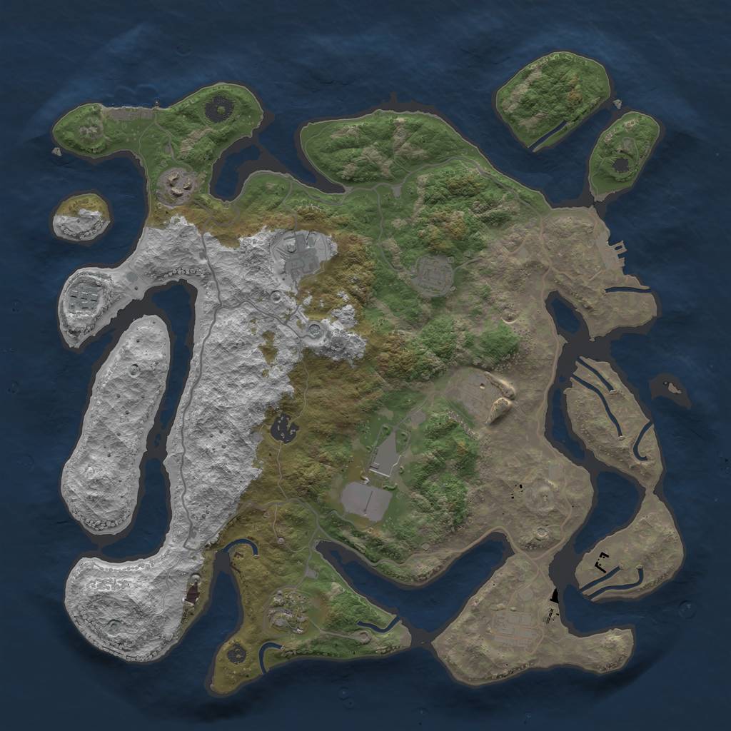 Rust Map: Procedural Map, Size: 4000, Seed: 2304440, 14 Monuments