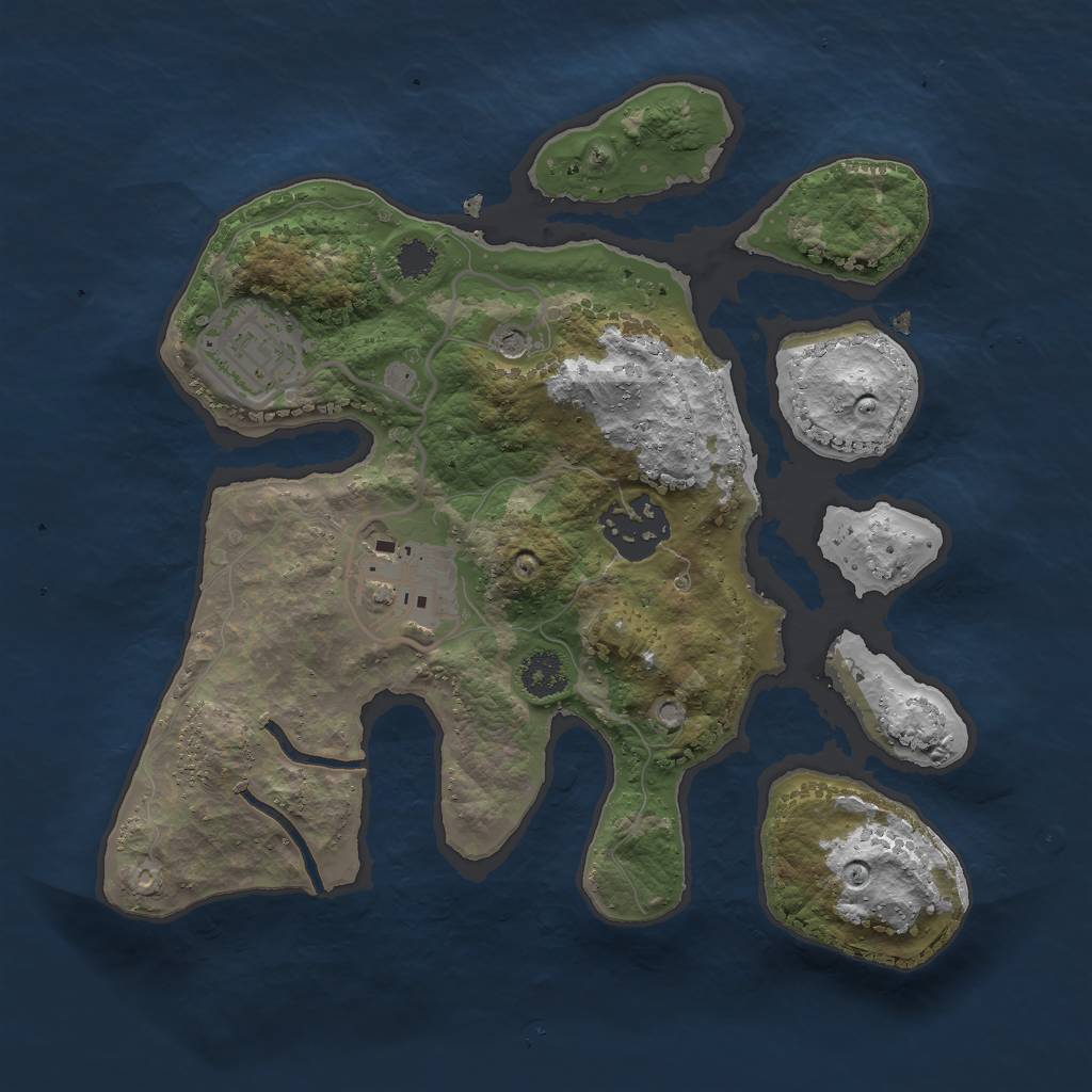 Rust Map: Procedural Map, Size: 2500, Seed: 6931, 6 Monuments