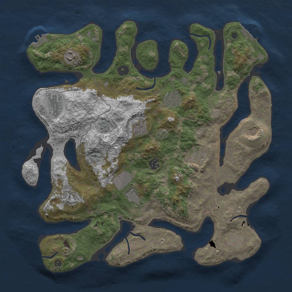 Rust Map: Procedural Map, Size: 4000, Seed: 943132451, 16 Monuments