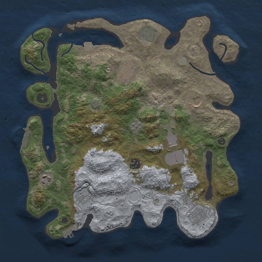 Rust Map: Procedural Map, Size: 3600, Seed: 1397169218, 17 Monuments