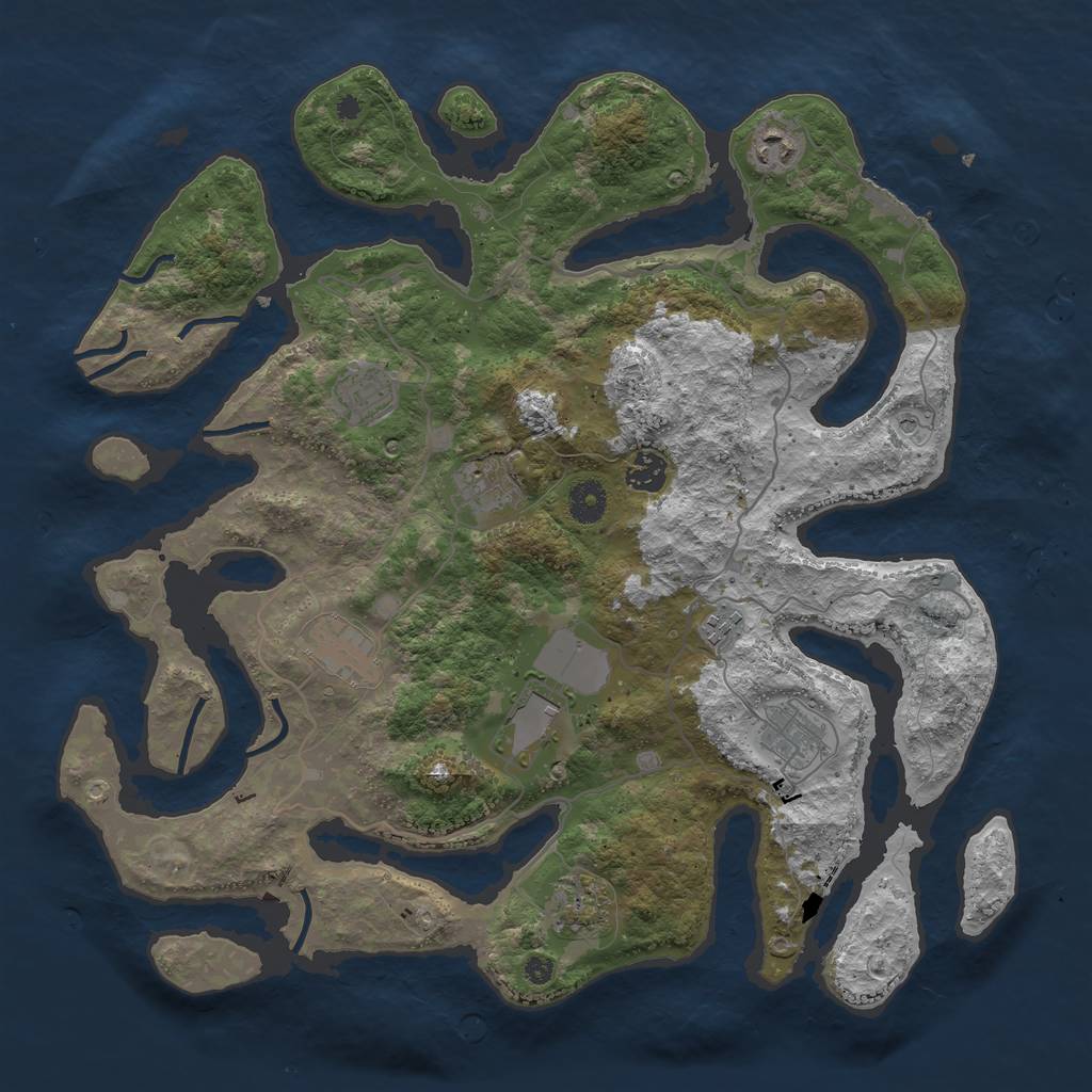 Rust Map: Procedural Map, Size: 4000, Seed: 326621, 13 Monuments