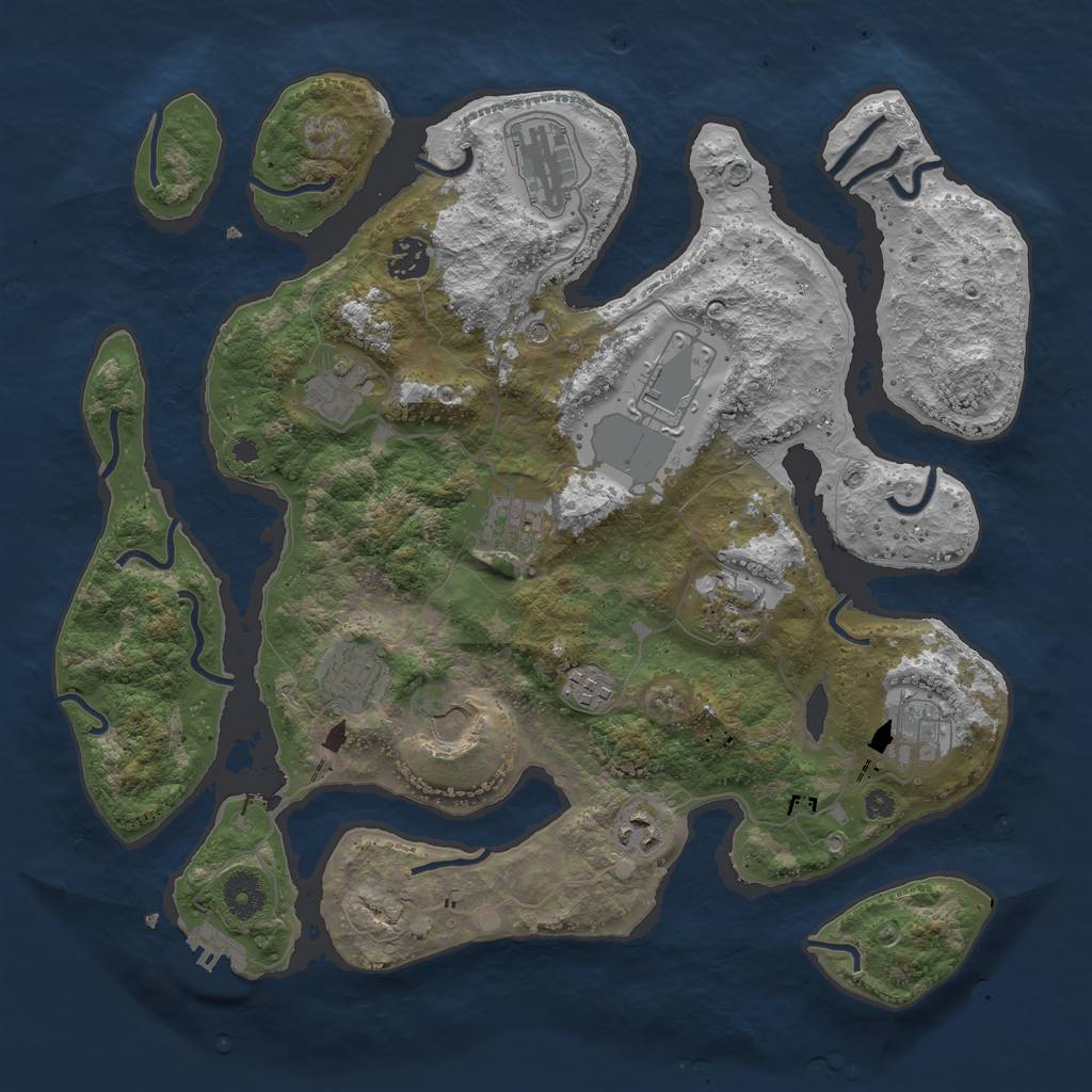 Rust Map: Procedural Map, Size: 3750, Seed: 1937784370, 15 Monuments