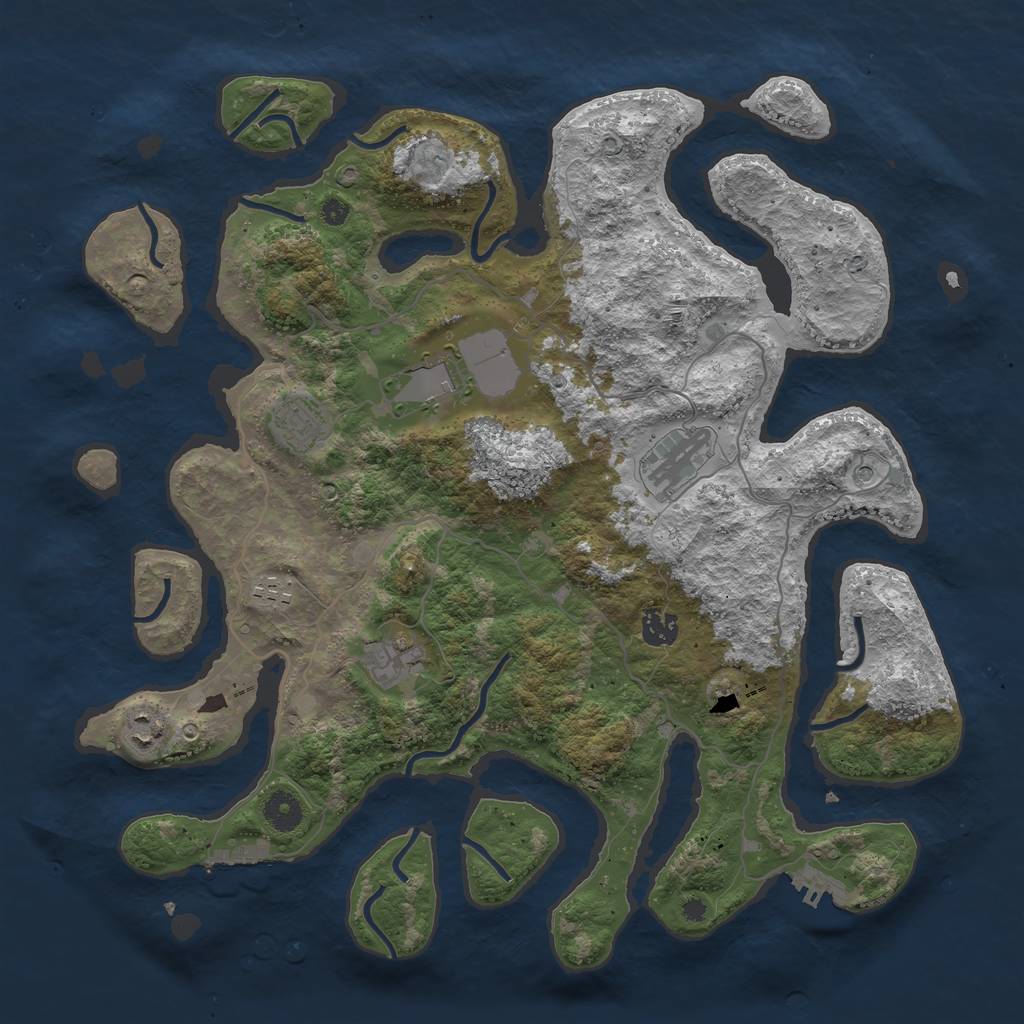 Rust Map: Procedural Map, Size: 4000, Seed: 895845476, 12 Monuments