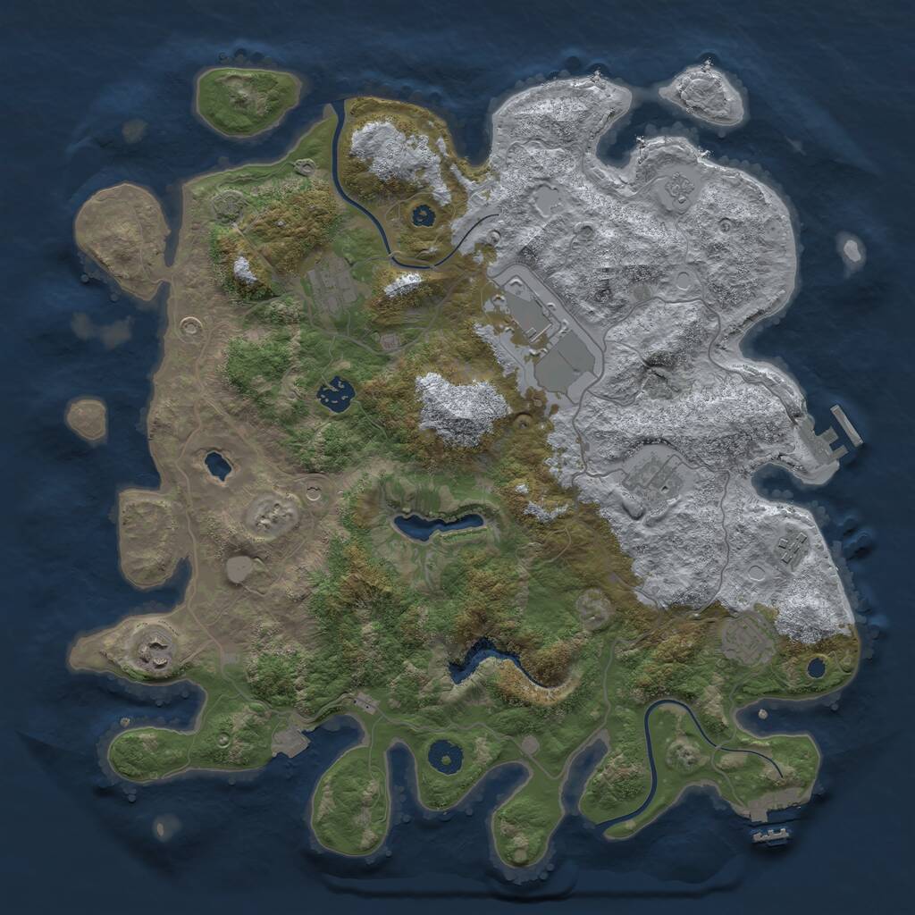 Rust Map: Procedural Map, Size: 4000, Seed: 895845476, 13 Monuments
