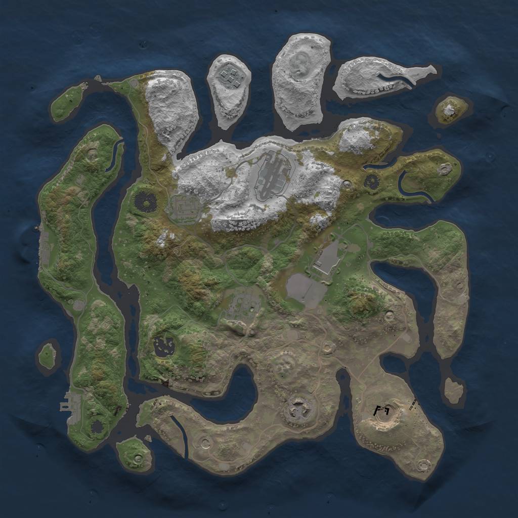 Rust Map: Procedural Map, Size: 3500, Seed: 896860705, 13 Monuments