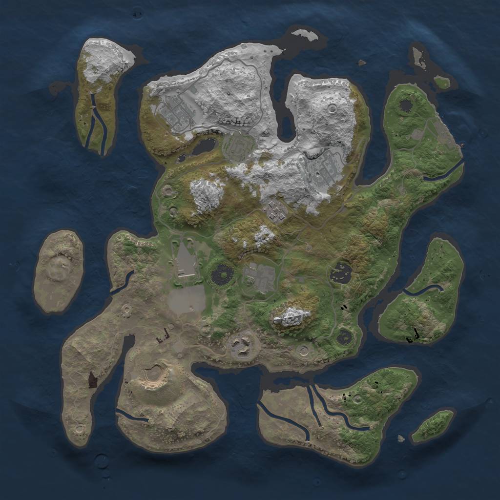 Rust Map: Procedural Map, Size: 3500, Seed: 2029967112, 13 Monuments