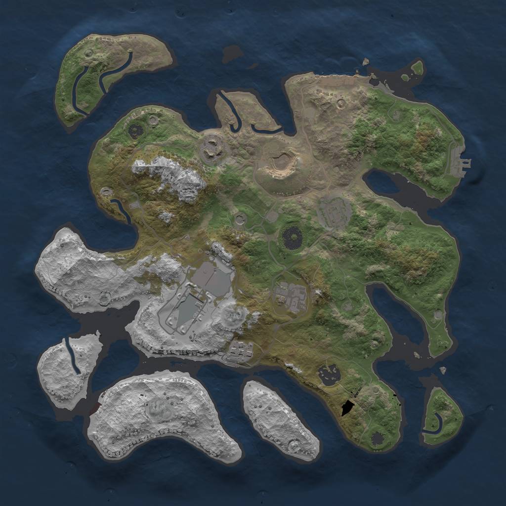 Rust Map: Procedural Map, Size: 3500, Seed: 231594584, 12 Monuments