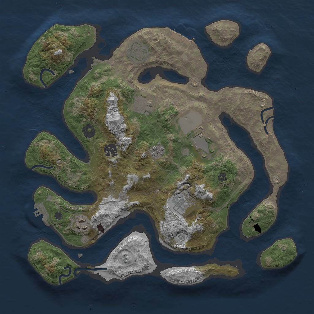 Rust Map: Procedural Map, Size: 3500, Seed: 1890883998, 12 Monuments