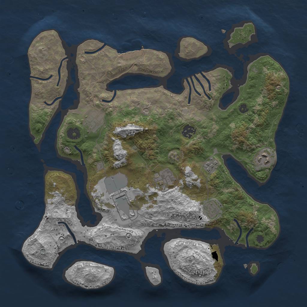 Rust Map: Procedural Map, Size: 3500, Seed: 12364154, 11 Monuments