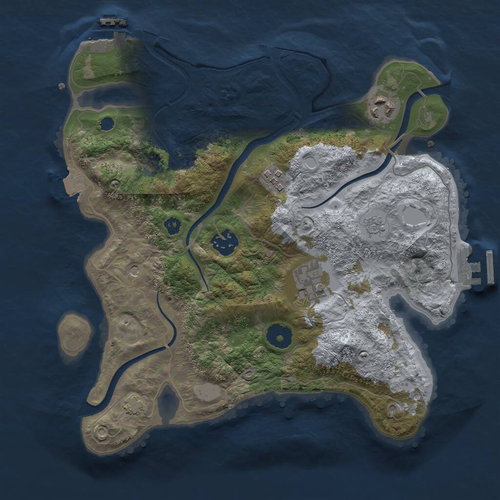 Rust Map: Procedural Map, Size: 3000, Seed: 2137290534, 10 Monuments