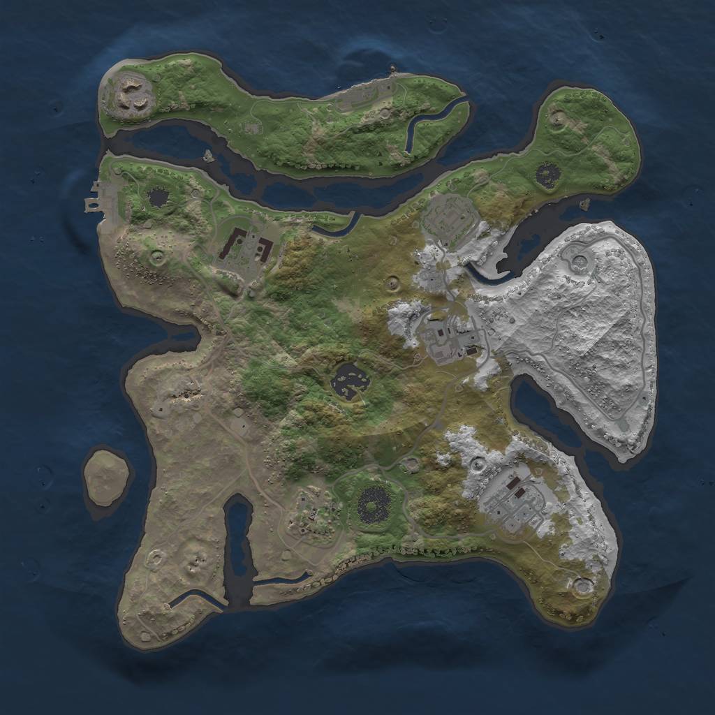 Rust Map: Procedural Map, Size: 3000, Seed: 2137290534, 12 Monuments