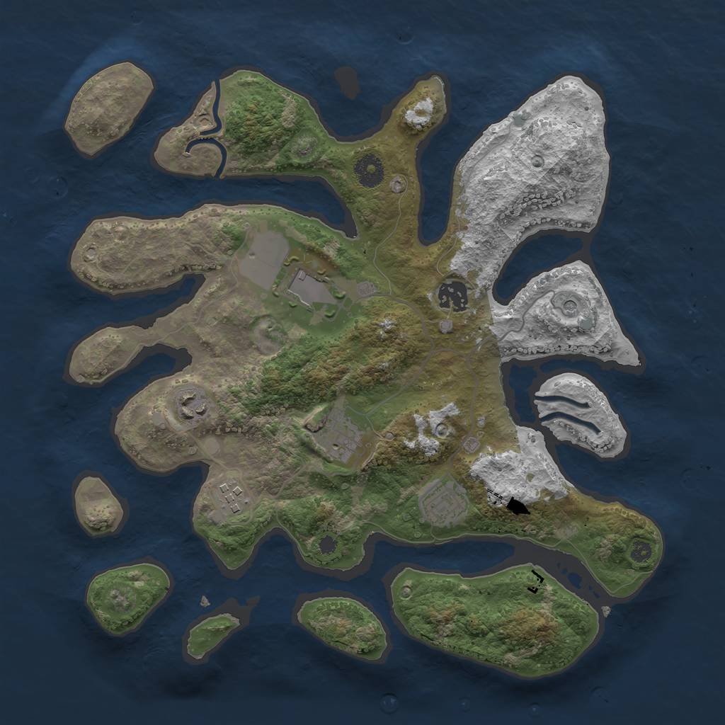 Rust Map: Procedural Map, Size: 3500, Seed: 998621233, 9 Monuments