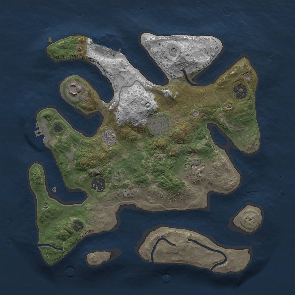 Rust Map: Procedural Map, Size: 3000, Seed: 35350545, 10 Monuments