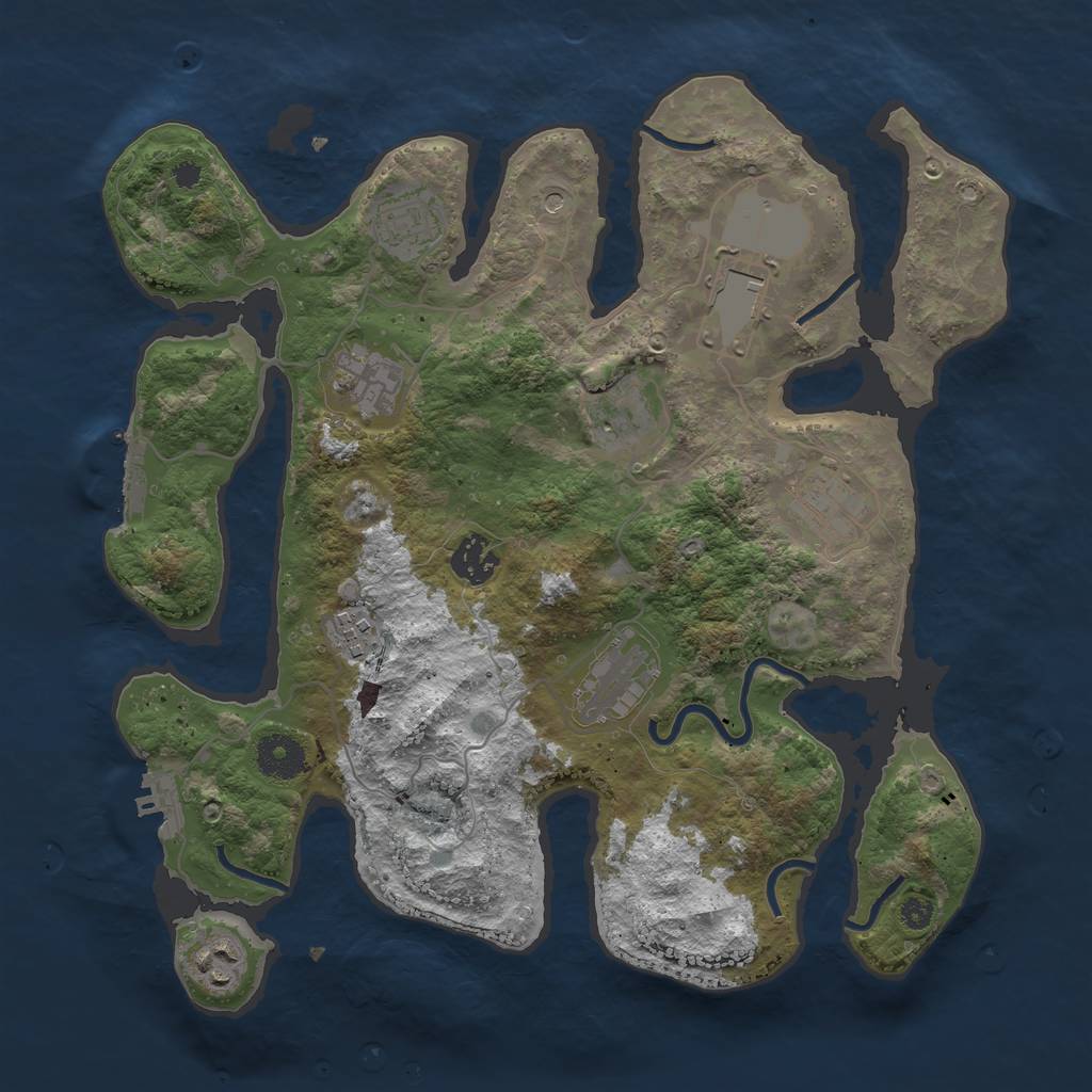 Rust Map: Procedural Map, Size: 3500, Seed: 1179705598, 14 Monuments