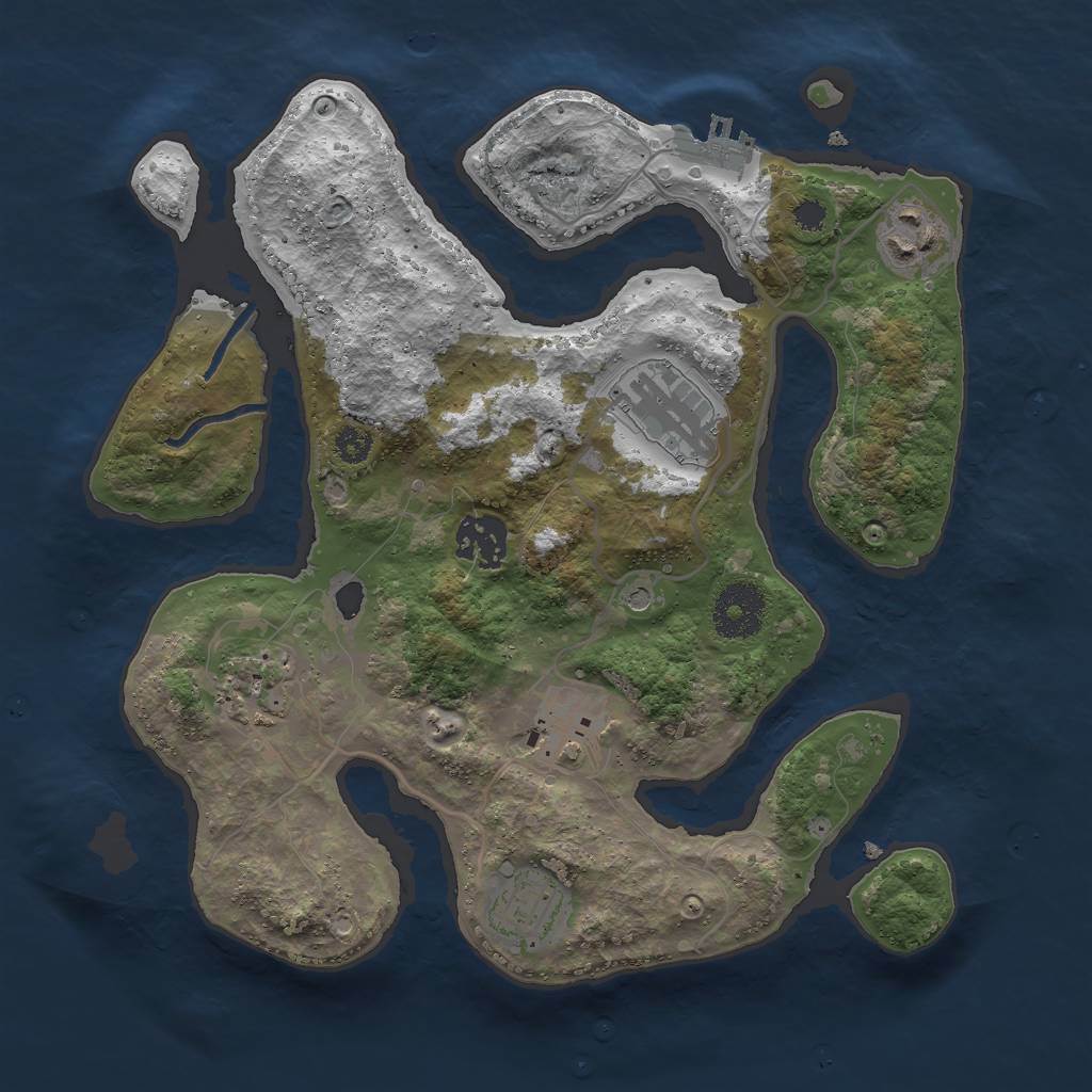 Rust Map: Procedural Map, Size: 3000, Seed: 1202564696, 10 Monuments