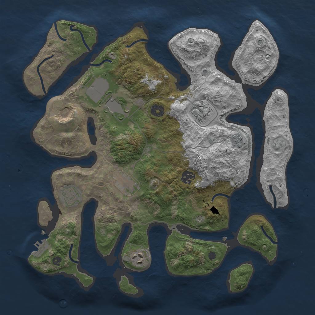 Rust Map: Procedural Map, Size: 3500, Seed: 129236579, 12 Monuments