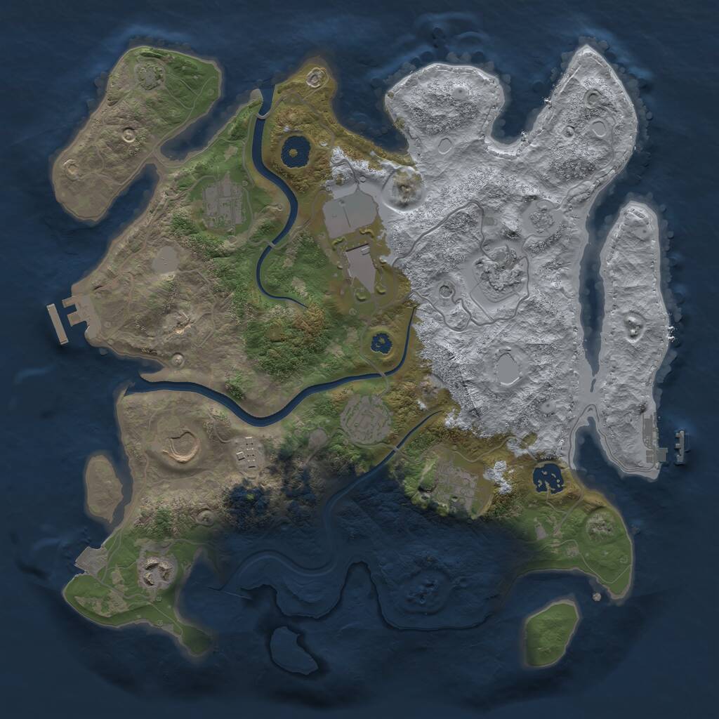 Rust Map: Procedural Map, Size: 3500, Seed: 129236579, 15 Monuments
