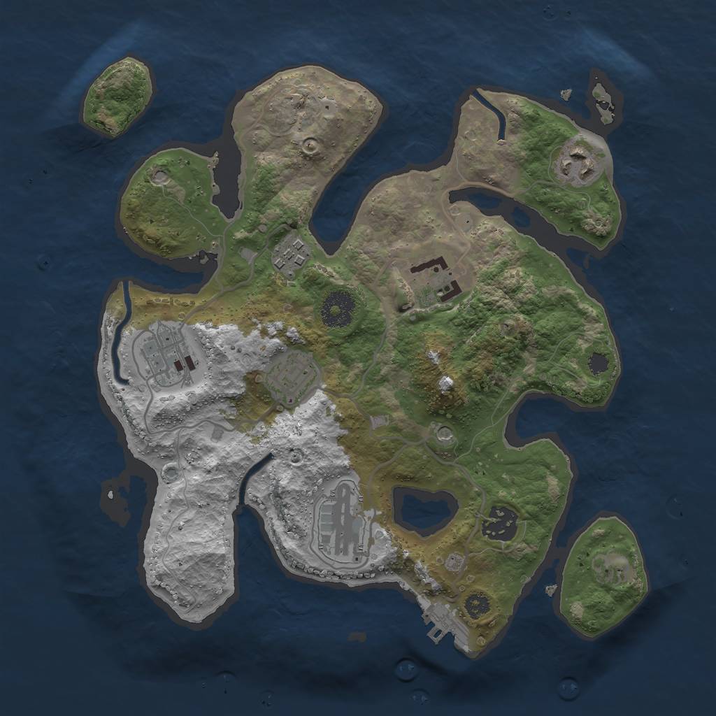 Rust Map: Procedural Map, Size: 3000, Seed: 1958543489, 11 Monuments