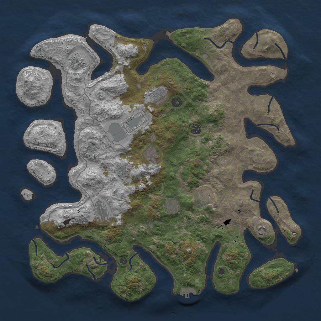 Rust Map: Procedural Map, Size: 4500, Seed: 222288, 14 Monuments