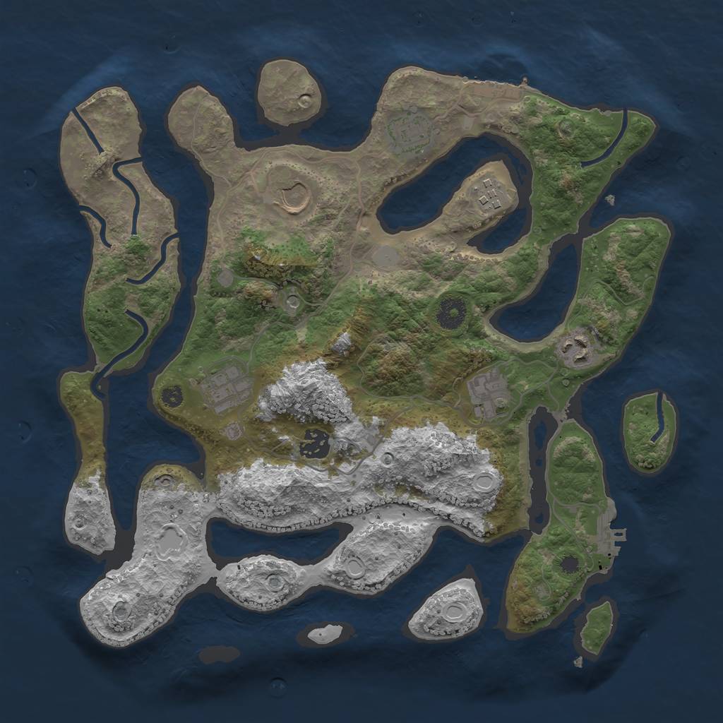 Rust Map: Procedural Map, Size: 3500, Seed: 186611541, 15 Monuments