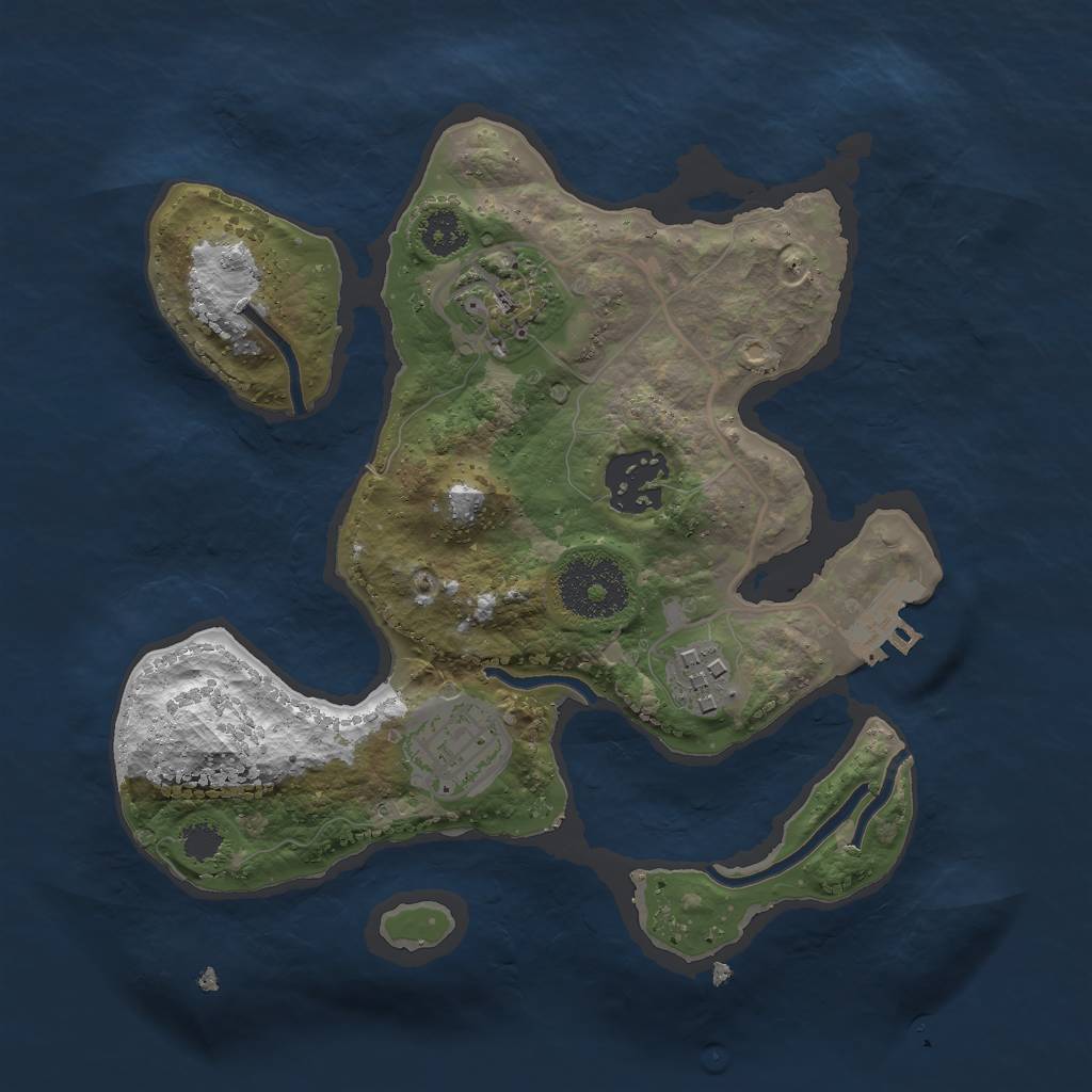 Rust Map: Procedural Map, Size: 2500, Seed: 23415, 7 Monuments