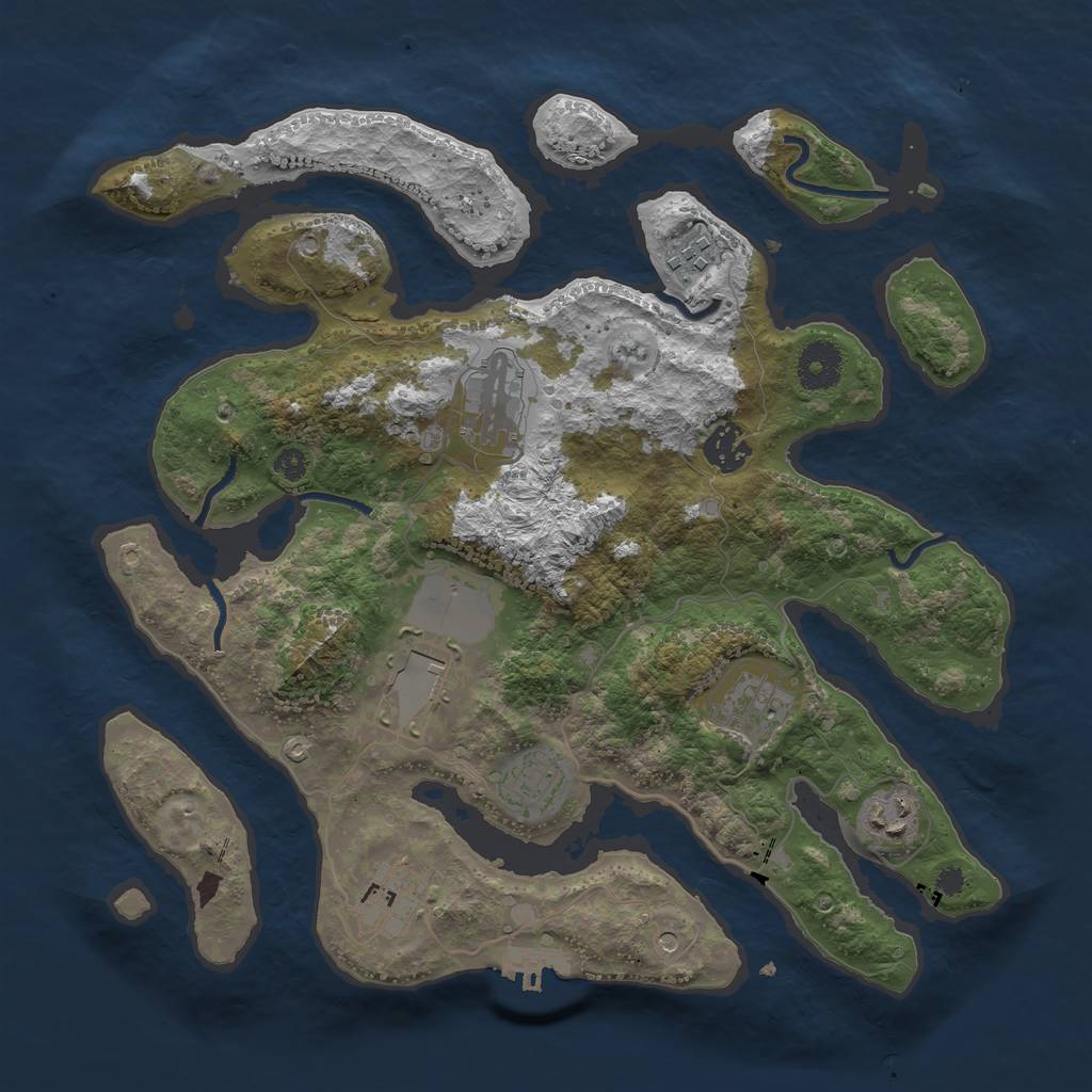 Rust Map: Procedural Map, Size: 3500, Seed: 775, 12 Monuments