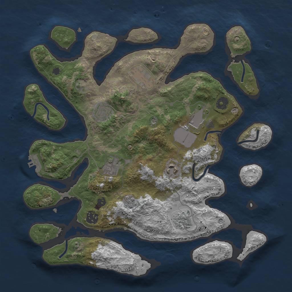 Rust Map: Procedural Map, Size: 3500, Seed: 1781510743, 12 Monuments