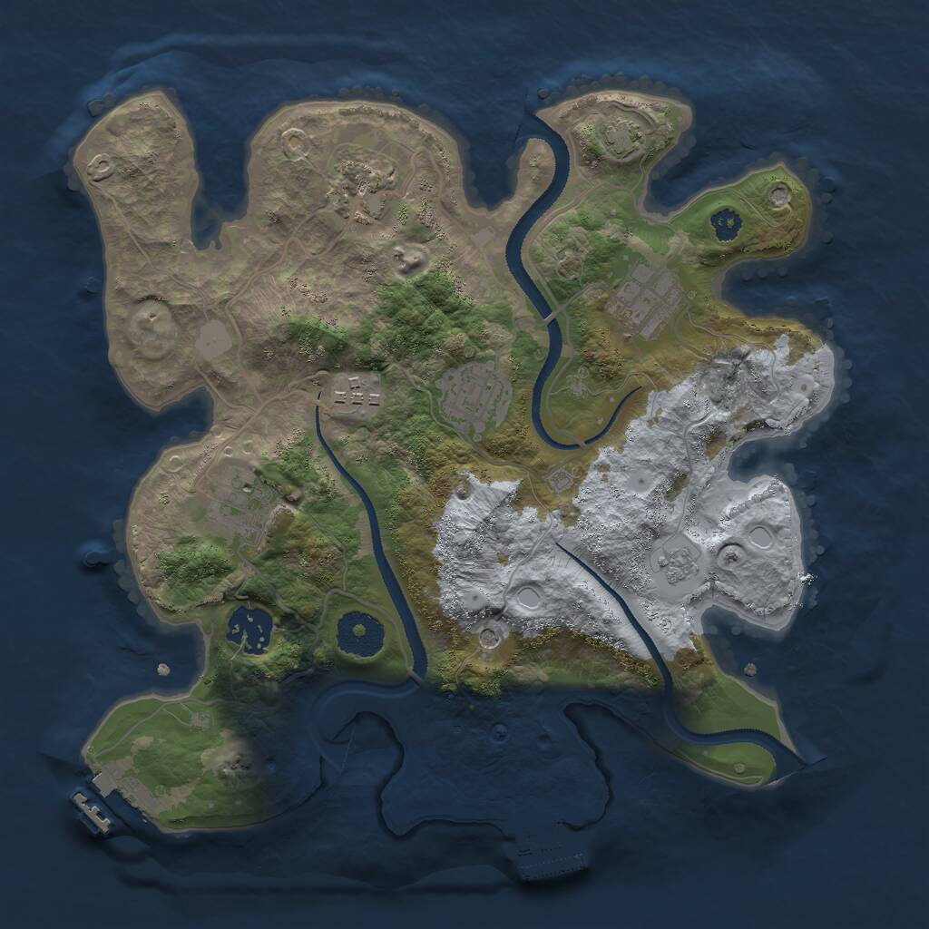 Rust Map: Procedural Map, Size: 3000, Seed: 1165961347, 12 Monuments