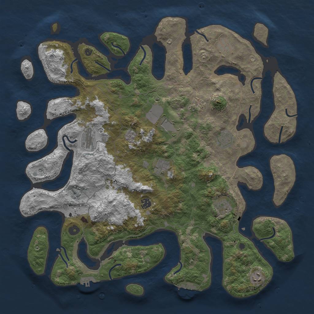 Rust Map: Procedural Map, Size: 4500, Seed: 370574, 15 Monuments