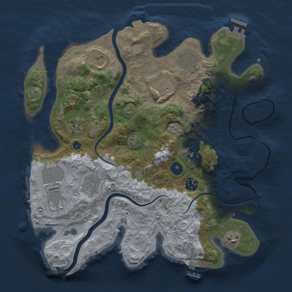 Rust Map: Procedural Map, Size: 3500, Seed: 1849767228, 16 Monuments