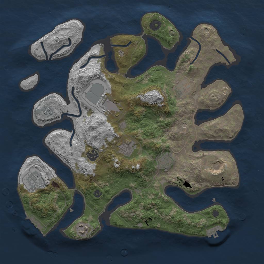 Rust Map: Procedural Map, Size: 3500, Seed: 144971304, 14 Monuments