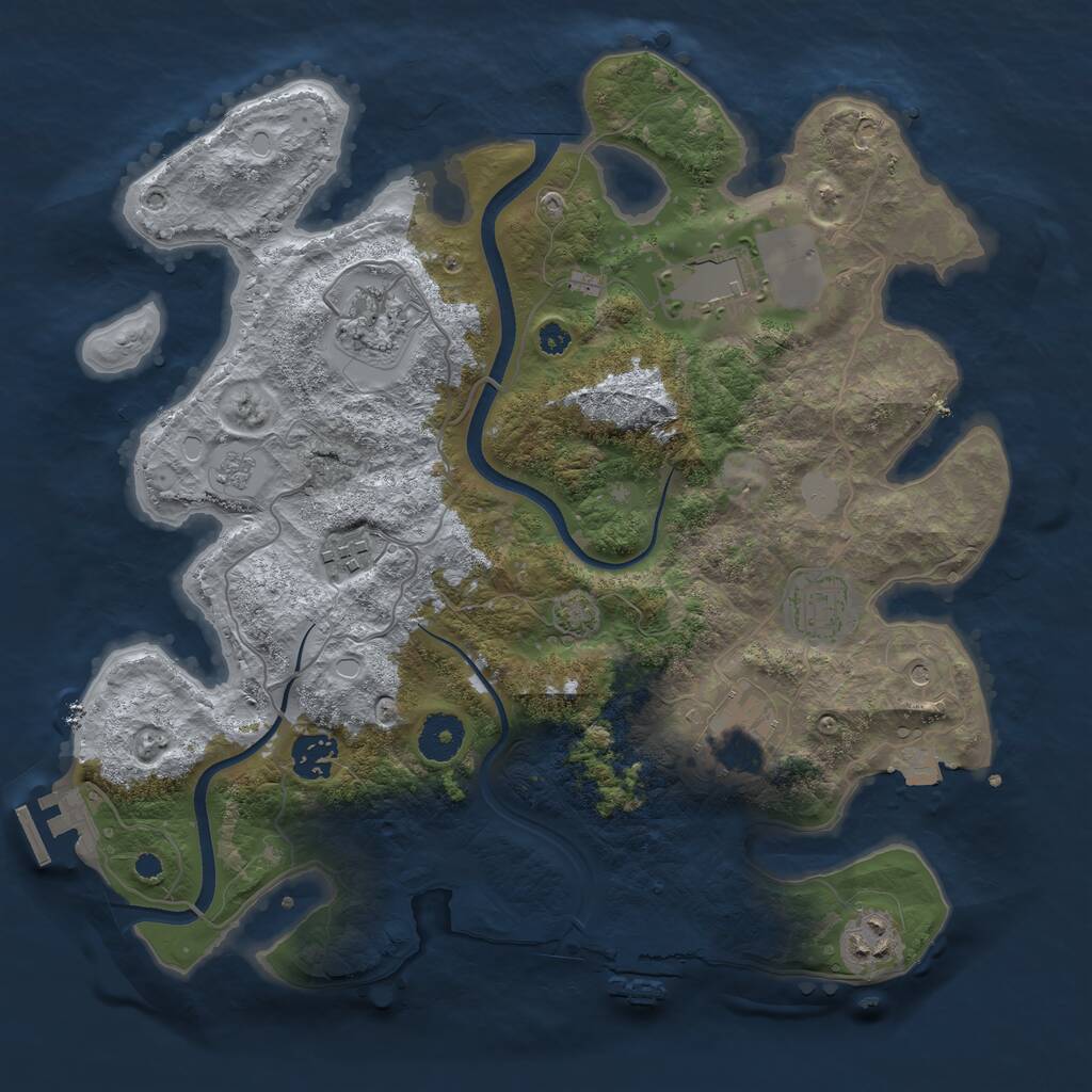 Rust Map: Procedural Map, Size: 3500, Seed: 144971304, 13 Monuments