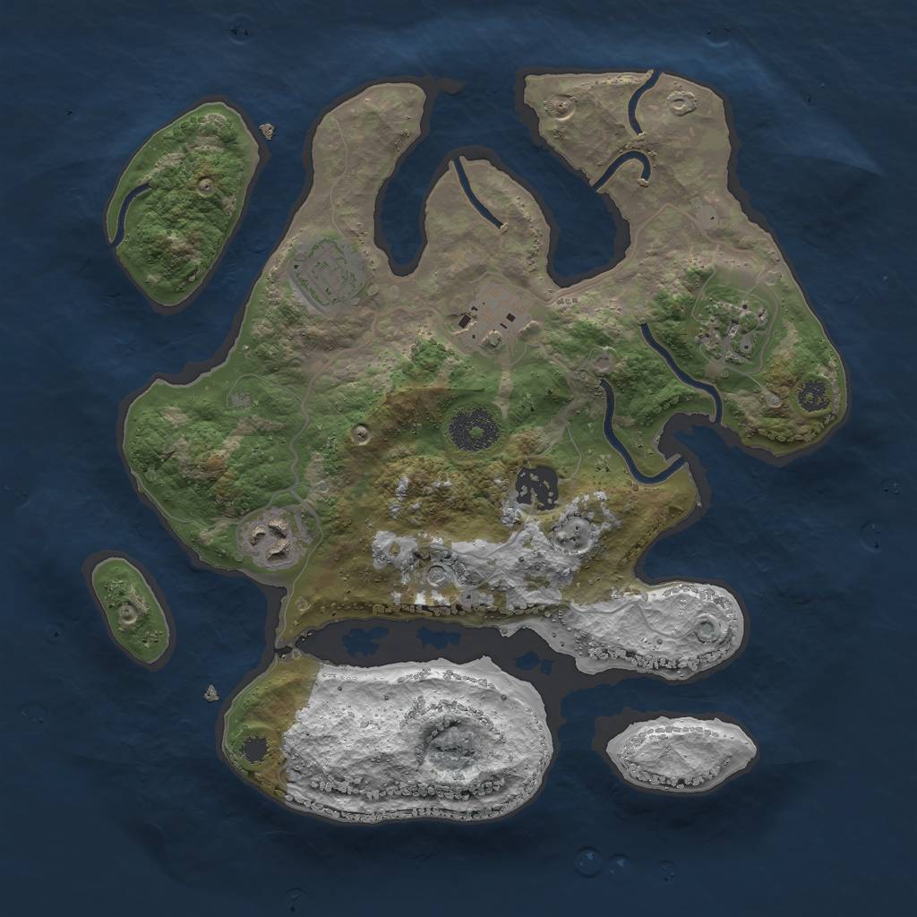 Rust Map: Procedural Map, Size: 3000, Seed: 781120799, 8 Monuments