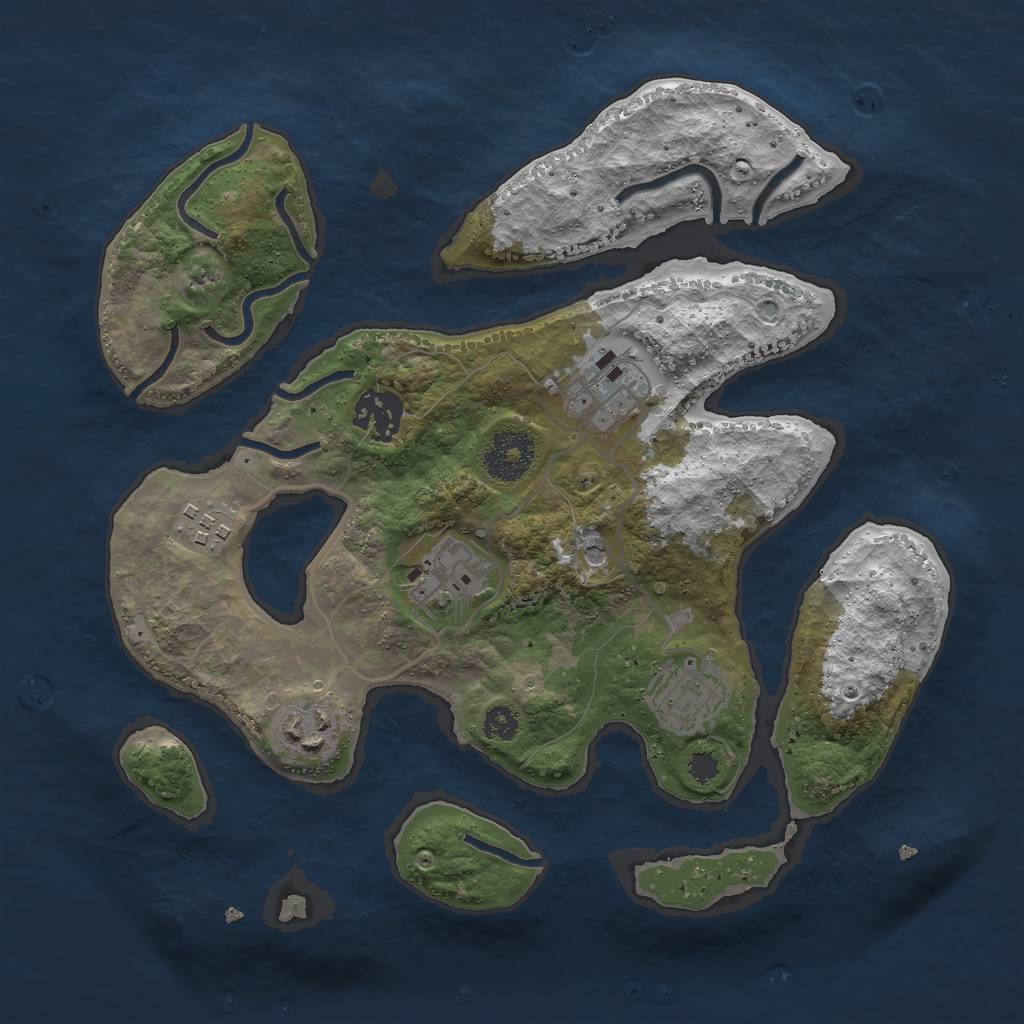 Rust Map: Procedural Map, Size: 3000, Seed: 2048788047, 9 Monuments